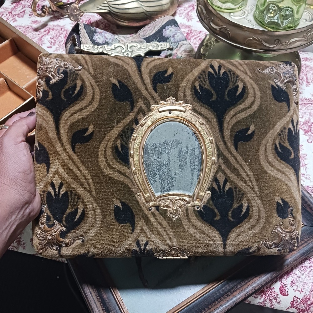 Antique Victorian Velvet Dresser Box